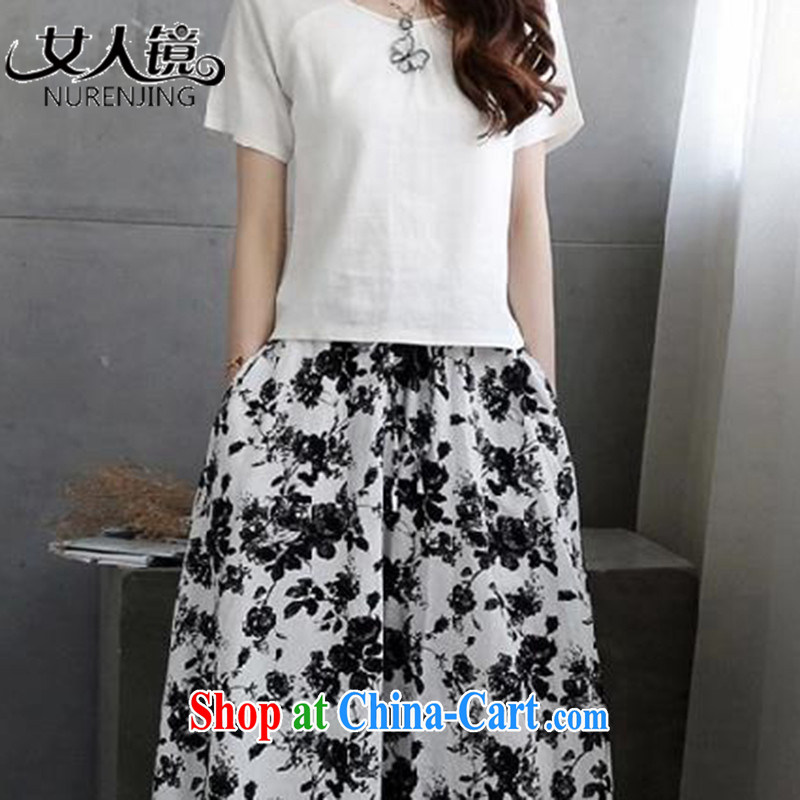 A woman summer 2015 Korean version of the new, female cotton the two-piece dress in antique long Kit skirt #9603 N XXL black woman, mirror (nurenjing), online shopping