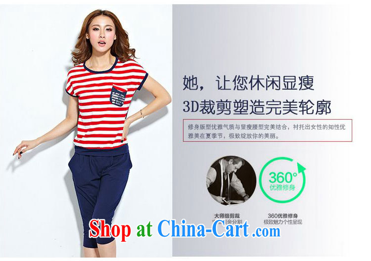 Philip Jordan, nullifying the code female summer mm thick XL Leisure package stripes short-sleeved T shirt + 7 pants 2-piece set, blue 5 XL pictures, price, brand platters! Elections are good character, the national distribution, so why buy now enjoy more preferential! Health