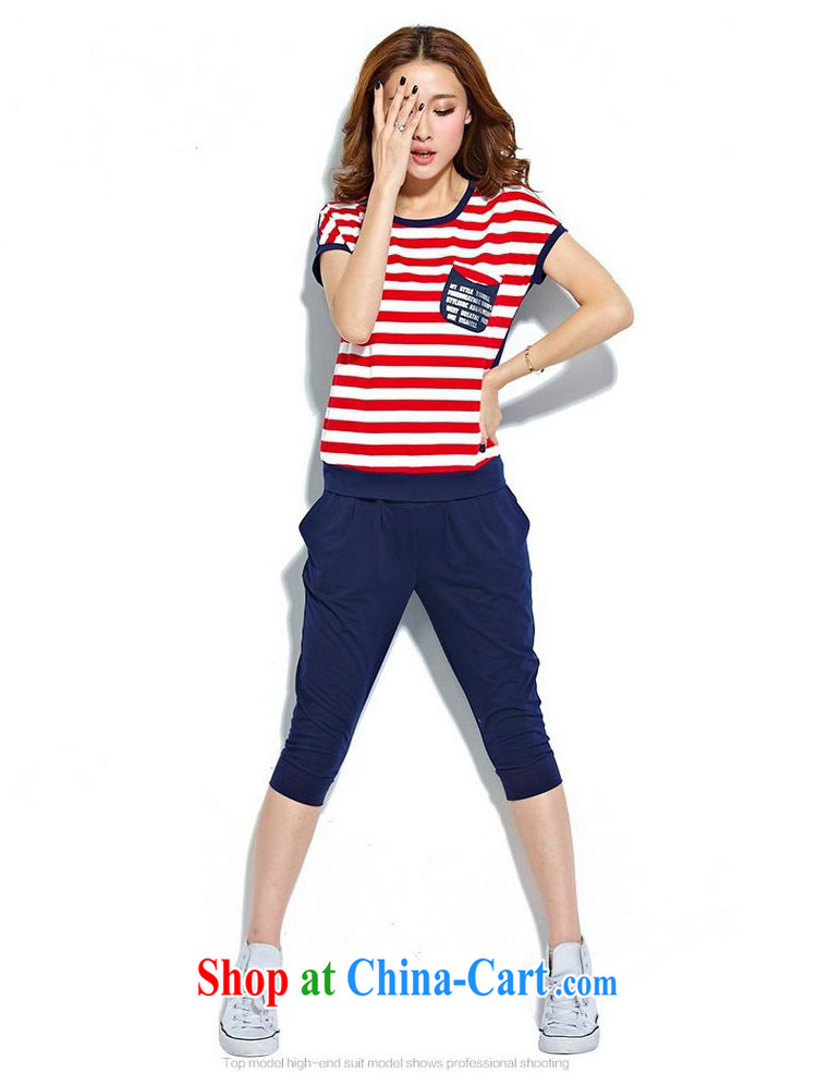 Philip Jordan, nullifying the code female summer mm thick XL Leisure package stripes short-sleeved T shirt + 7 pants 2-piece set, blue 5 XL pictures, price, brand platters! Elections are good character, the national distribution, so why buy now enjoy more preferential! Health