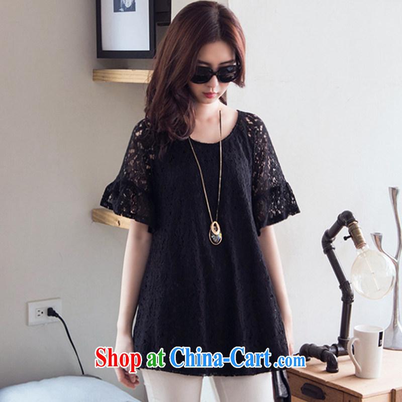 Livolsi summer 2015 New, and indeed more generous king, female, long sleeved shirt T shirt thick mm video thin lace shirt black 6 XL, Livolsi, shopping on the Internet