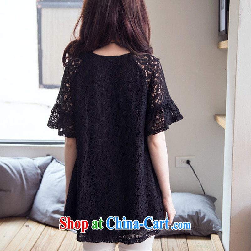 Livolsi summer 2015 New, and indeed more generous king, female, long sleeved shirt T shirt thick mm video thin lace shirt black 6 XL, Livolsi, shopping on the Internet