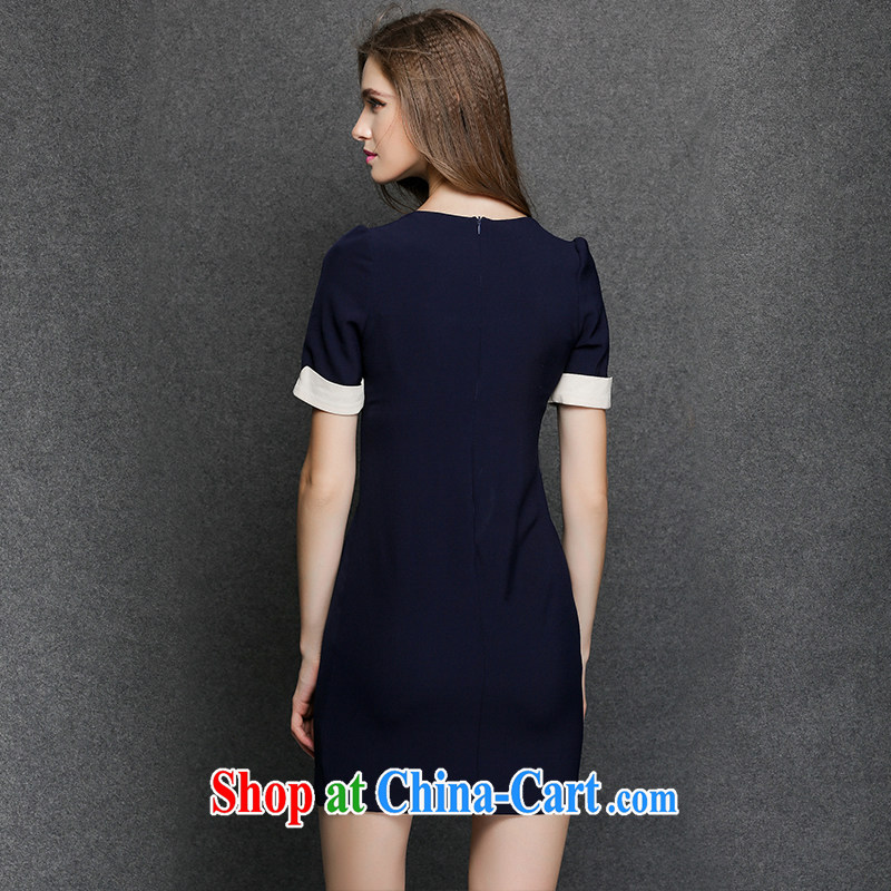 The silk, honey XL girls thick MM graphics thin 2015 summer hit color elegant beauty dresses ZZ 3390 deep blue 4 XL (165 jack - 180 jack wear), the population, honey, and shopping on the Internet