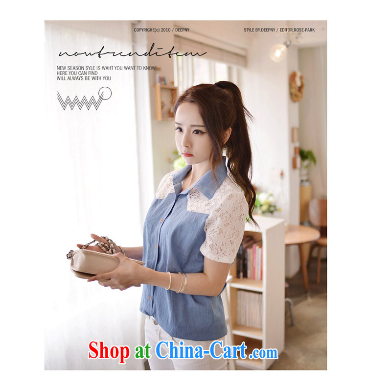 She sub-Saharan new Korean version of the greater code female summer cowboy stitching lace stylish casual summer shirt thick MM graphics thin fresh leisure short-sleeved shirt H 5136 photo color 5 XL pictures, price, brand platters! Elections are good character, the national distribution, so why buy now enjoy more preferential! Health