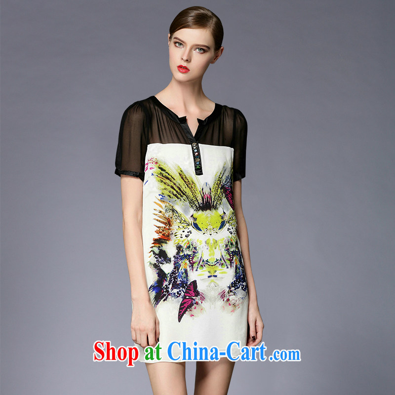 The silk, honey XL girls thick MM graphics thin 2015 summer butterfly digital printing Web yarn stitching beauty dresses ZZ 3388 photo color 3XL (150 jack - 164 jack wear), the population, honey, and shopping on the Internet