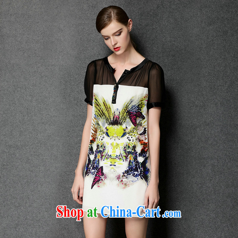 The silk, honey XL girls thick MM graphics thin 2015 summer butterfly digital printing Web yarn stitching beauty dresses ZZ 3388 photo color 3XL (150 jack - 164 jack wear), the population, honey, and shopping on the Internet