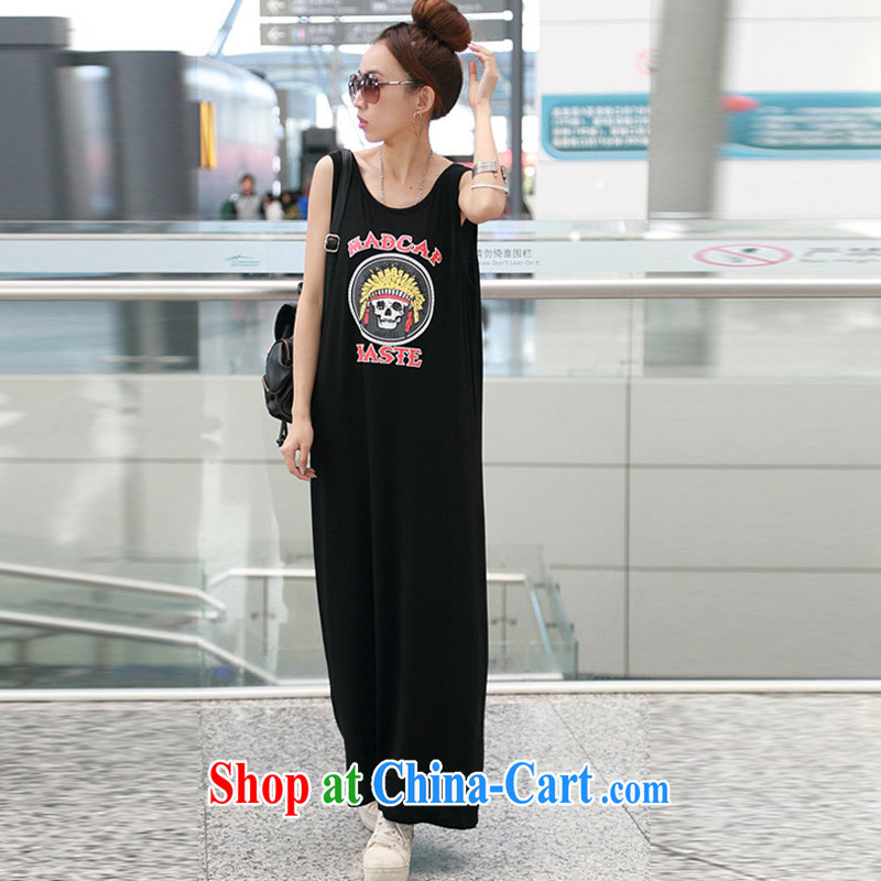 Loved XL girls with thick, thick sister summer wear loose video thin Korean sleeveless vest with Yi long skirt 1524 black 3 XL, loved (Tanai), shopping on the Internet