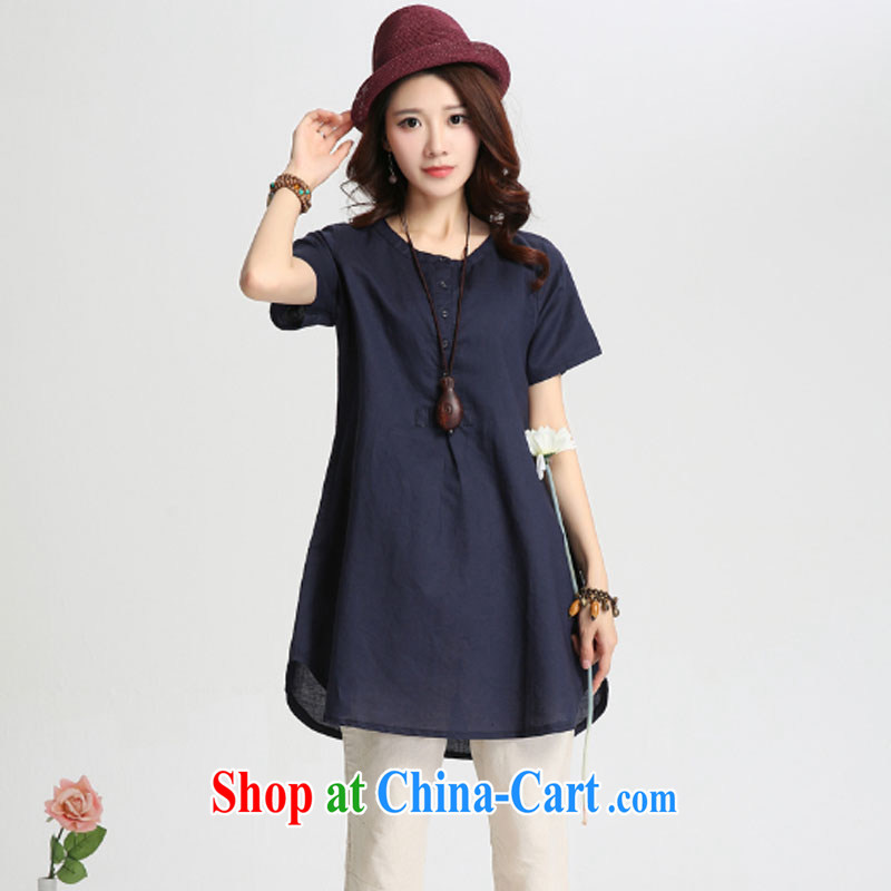 Love, summer 2015 with new, larger female cotton the loose video thin, long, arts, leisure T-shirt 8637 Tibetan cyan XXXXL, on land, and on-line shopping