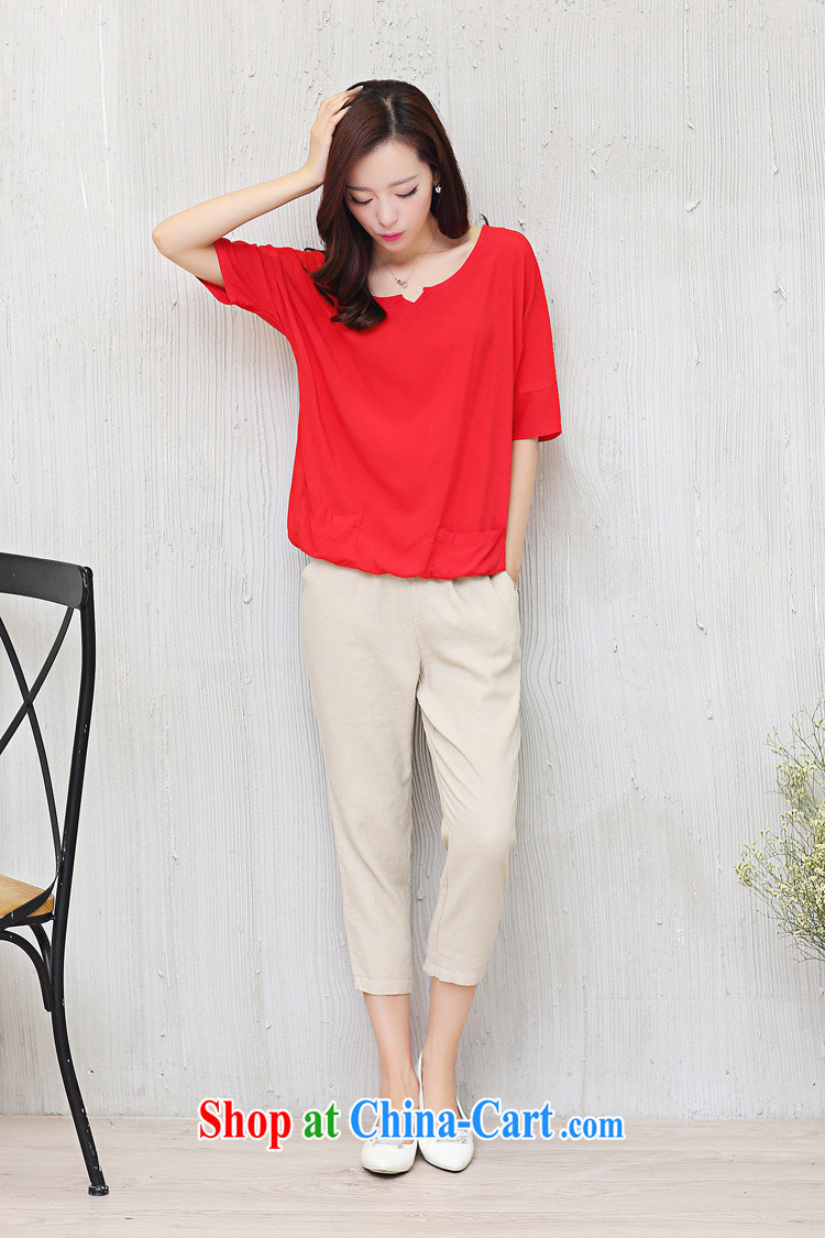 The Ju-Yee Nga 2015 summer maximum code female 7 pants + cotton Ma T-shirt short-sleeved shirt T Leisure package YJ 0282 red XXL pictures, price, brand platters! Elections are good character, the national distribution, so why buy now enjoy more preferential! Health