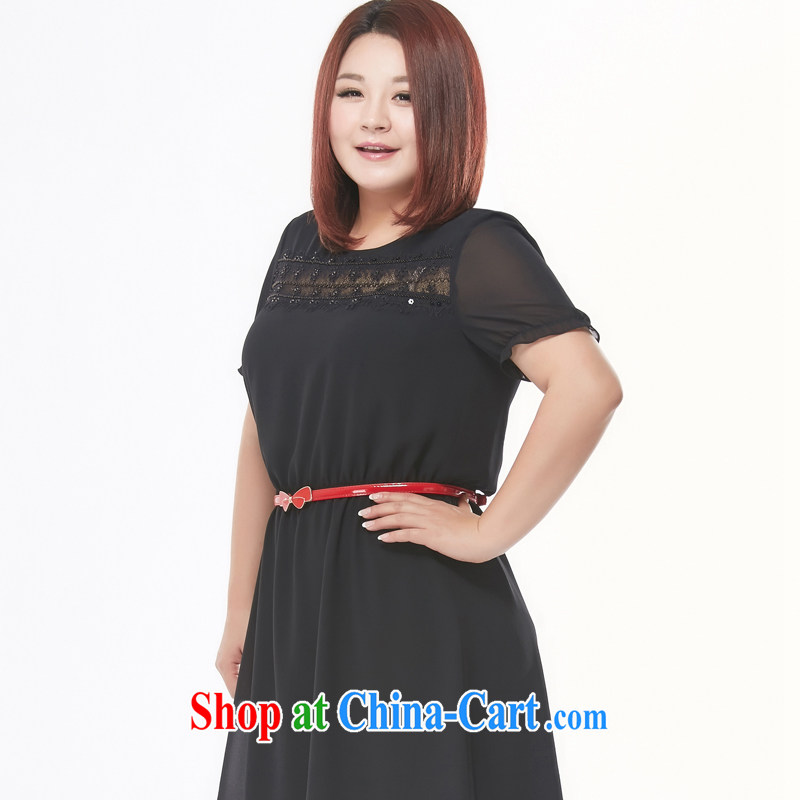 MSSHE XL girls 2015 new Summer Snow woven stitching lace nails Pearl dress 4608 black 5 XL, Msshe, shopping on the Internet