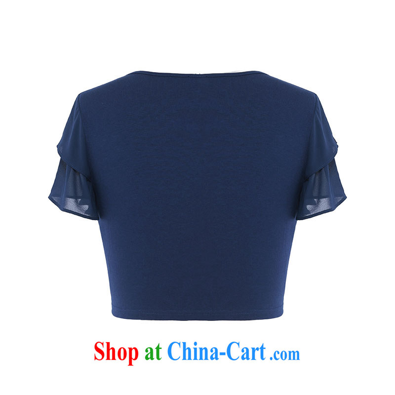MSSHE XL girls 2015 new summer round-collar, generation, cotton flouncing T-shirt short 4628 blue 3 XL, Msshe, shopping on the Internet