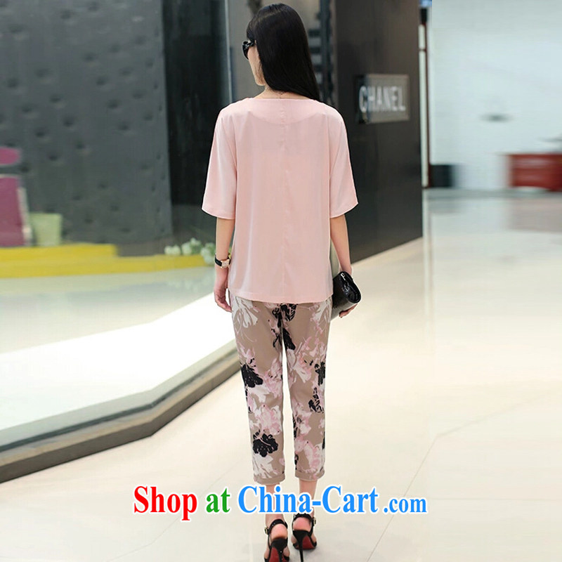 Yuan Bo summer focused on Europe and MM two-piece new, larger female silk short-sleeved T shirt T-shirt + floral 7 pants T-shirt + 7 pants 3 1769 XL 150 - 160 Jack left and right, Bo, and shopping on the Internet