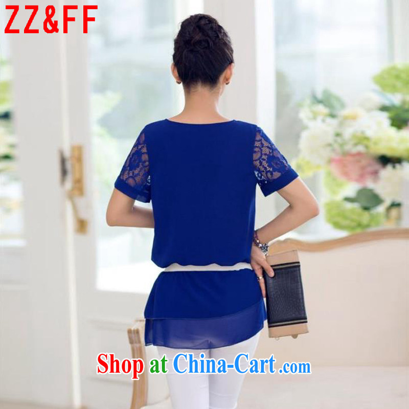 ZZ &FF summer 2015 with new, larger female lace stitching leave two snow woven shirts female XFS 086 blue XXXXL, ZZ &FF, shopping on the Internet