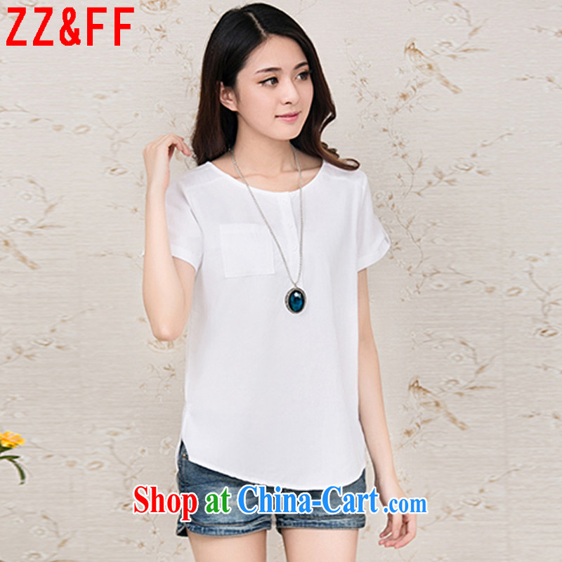 ZZ _FF 2015 summer new, larger female cotton mA short-sleeved T-shirt girl DX 536 white XXXXXL