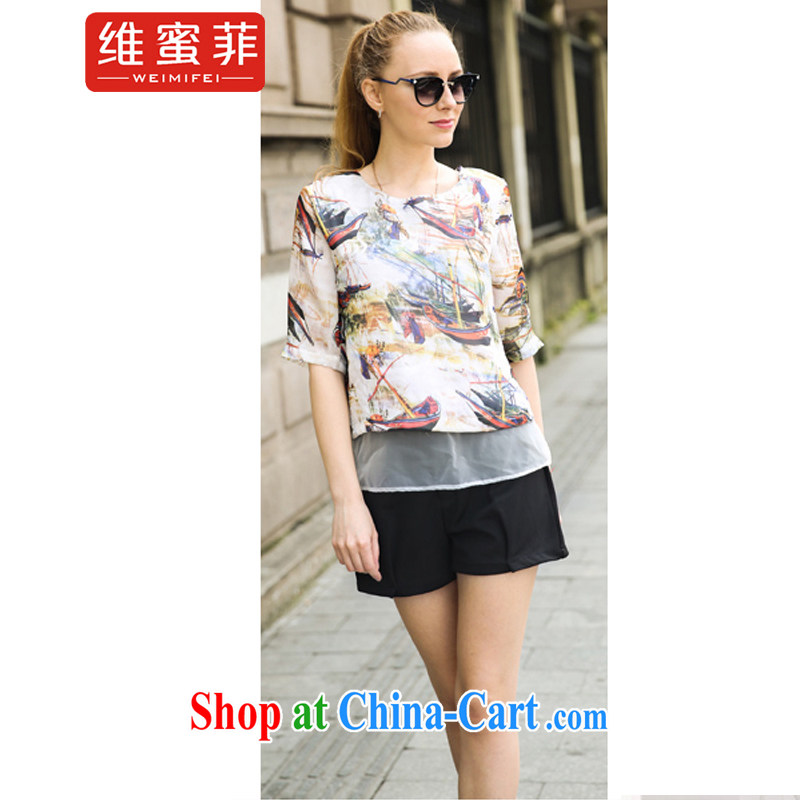 The honey , summer new thick mm video thin ice woven shirts T shirts shorts and the fertilizer package picture color 3XL, the honey (WEIMIFEI), online shopping
