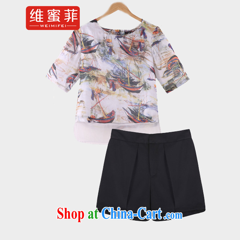 The honey , summer new thick mm video thin ice woven shirts T shirts shorts and the fertilizer package picture color 3XL, the honey (WEIMIFEI), online shopping