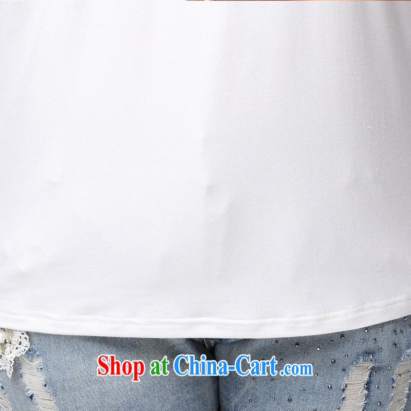 The Erez mark 200 Jack mm thick and is indeed increasing, female short-sleeved shirt T girl thick sister graphics thin solid T-shirt T-shirt summer new 1159 white XXXL (recommended chest of 126 cm and the Erez. mark (OLAZY . MARK), online shopping