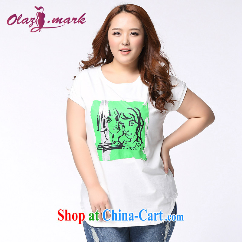 The Erez Mark's 2015 summer new, mm thick and indeed increase, female short-sleeved shirt T female Korean Beauty graphics thin round-collar T-shirt 1161 XXL _recommended chest of 116 cm_