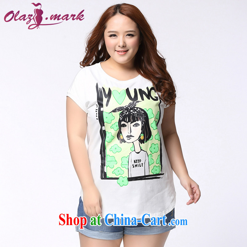 The Erez mark Korean version mm thick and indeed increase, women with a short-sleeved shirt T with graphics thin solid T-shirt T-shirt summer new 2015 1162 white XXXL _recommended chest of 126 cm_