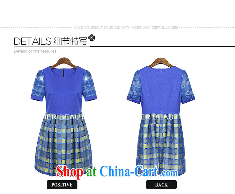 Hes American 2015 larger female summer thick sister new commuter Korean video thin thick MM short-sleeved dresses blue XL pictures, price, brand platters! Elections are good character, the national distribution, so why buy now enjoy more preferential! Health