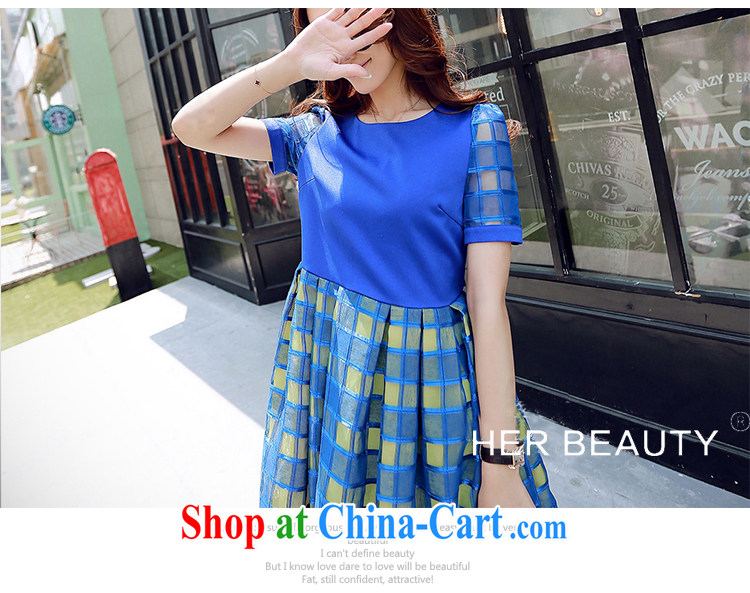 Hes American 2015 larger female summer thick sister new commuter Korean video thin thick MM short-sleeved dresses blue XL pictures, price, brand platters! Elections are good character, the national distribution, so why buy now enjoy more preferential! Health