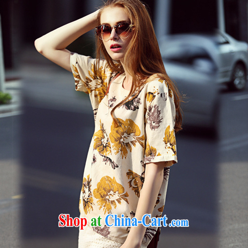 Lehman Ronnie lymalon summer 2015 in Europe and America, new big retro stamp the code female cotton the commission relaxed the code 7112 photo color XXL, Lehman Ronnie (LYMALON), shopping on the Internet