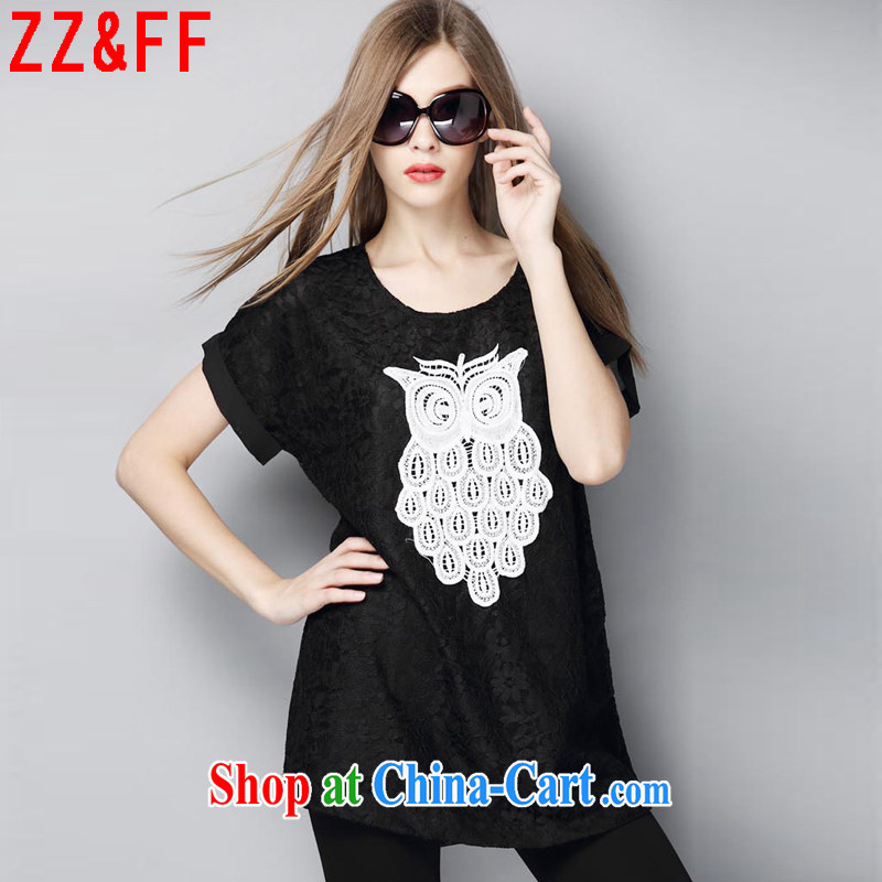 ZZ _FF 2015 summer new, larger female thick MM relaxed casual T pension summer female DX9090 black XXXXXL