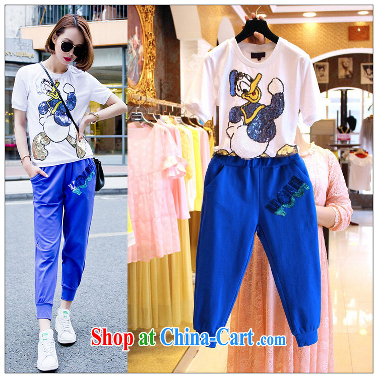 Yuan Bo summer new relaxed casual two-piece large, female pure cotton short-sleeved T shirt + 7 pants white + blue 8126 XL 3 150 - 160 Jack left and right pictures, price, brand platters! Elections are good character, the national distribution, so why buy now enjoy more preferential! Health