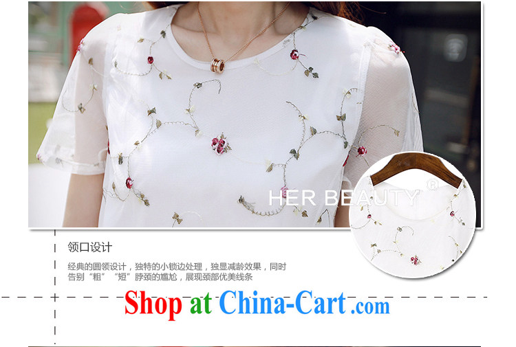 Hes American XL female 2015 mm thick summer new thick sister graphics thin Korean embroidery Web yarn short-sleeved round neck T-shirt fancy XL pictures, price, brand platters! Elections are good character, the national distribution, so why buy now enjoy more preferential! Health