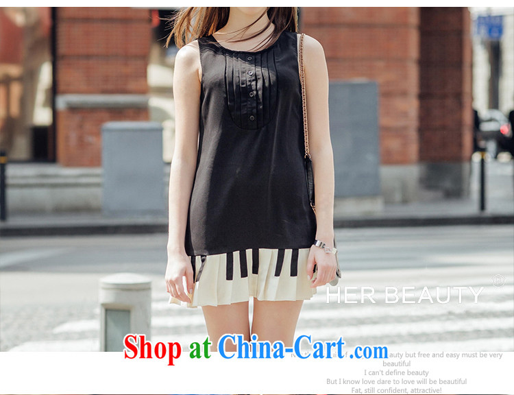 Hes a beauty, women's clothing 2015 Korean summer new the obesity mm video thin knocked color round-neck collar sleeveless vest dresses female piano dress XXL pictures, price, brand platters! Elections are good character, the national distribution, so why buy now enjoy more preferential! Health