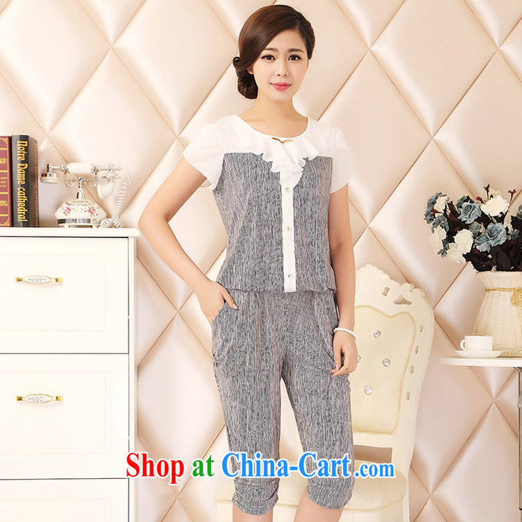 RUILIBEIKA middle-aged mother with round-neck collar the edge kit kit trousers middle-aged trendy, short-sleeved summer two-piece, Color 4 XL pictures, price, brand platters! Elections are good character, the national distribution, so why buy now enjoy more preferential! Health