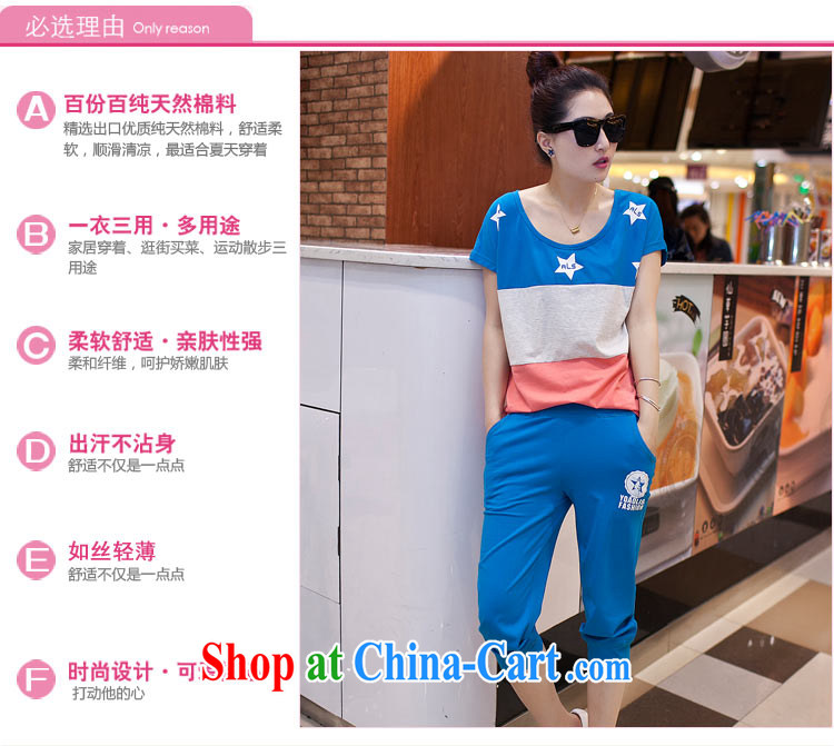 Elegant Greer Garson campaign 2015 7 pants Leisure package summer female Korean short-sleeved sweater kit and stylish two-piece hidden cyan 3 XL pictures, price, brand platters! Elections are good character, the national distribution, so why buy now enjoy more preferential! Health