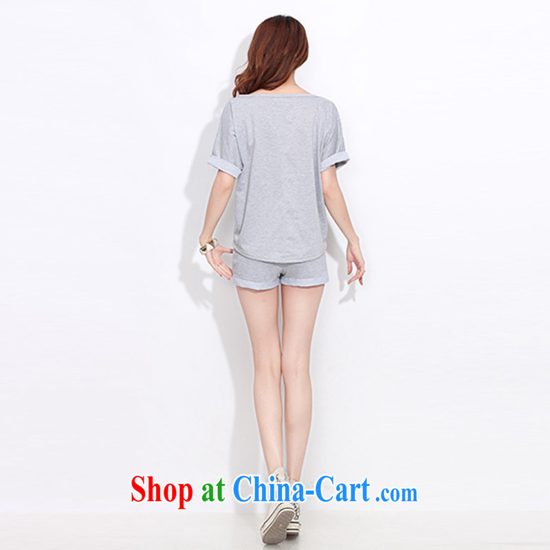 AIDS, summer 2015 New Product shorts round-collar short-sleeve sport and leisure package Korean version of the greater code female relaxed and stylish solid-colored letter two-piece with the light gray L, AIDS, (I-eve), and on-line shopping