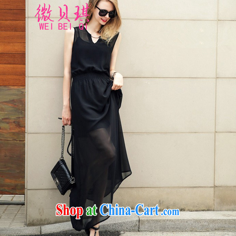 Micro-Pui Chi European site high-end the sense of summer new Snow woven beach skirts dresses female black sleeveless style personality cultivation a large, loose video slim skirt black 5 XL, micro-pui Chi (WEIBEIQI), and, on-line shopping