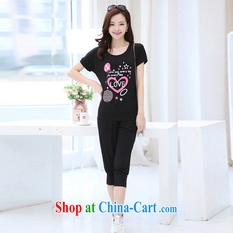 ZZ &FF 2015 new larger female thick mm summer, sport and leisure suite is the XL loose two piece set black XXXXL (175 - 190 ) jack, the Hong Kong Love Honey (XIANGAIMI), online shopping