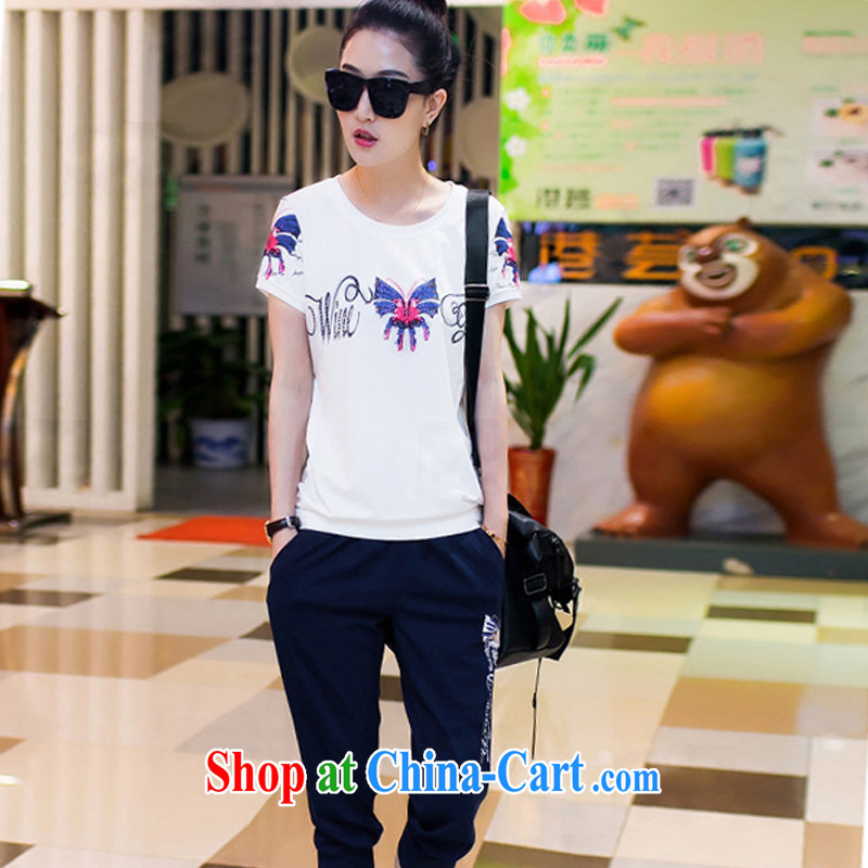 The beauty of the little foxes 2015 summer new short-sleeved shirt T female Kit 2015 Korean version the code loose 7 pants sport and leisure suite 8629 white L, the little foxes, shopping on the Internet