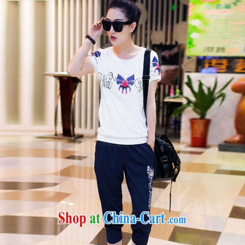 The beauty of the little foxes 2015 summer new short-sleeved shirt T female Kit 2015 Korean version the code loose 7 pants sport and leisure suite 8629 white L, the little foxes, shopping on the Internet