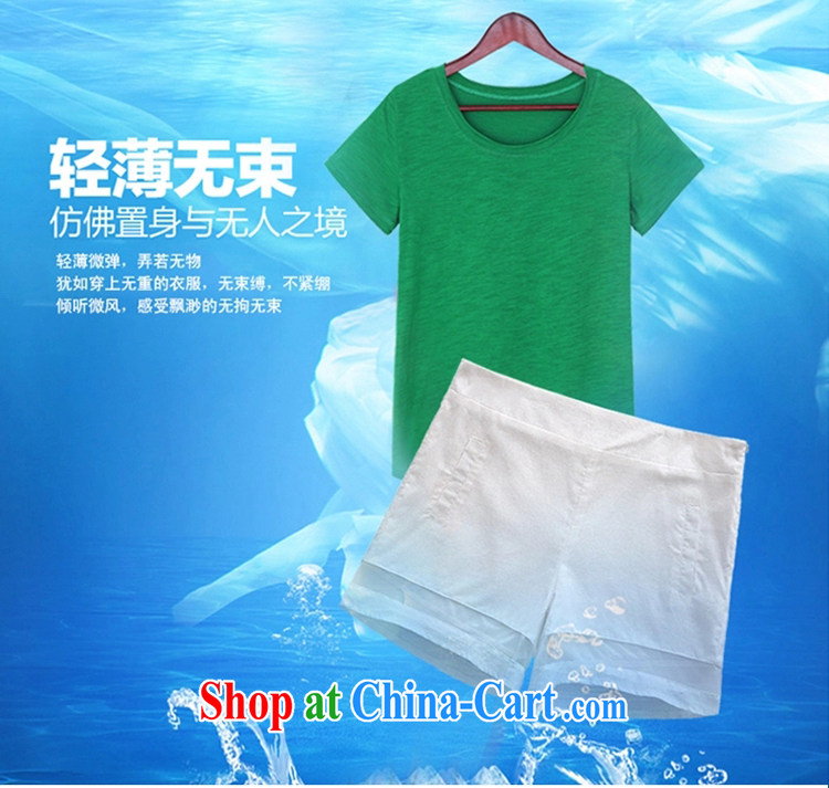 The snow in summer 2015, the United States and Europe and is indeed increasing, female fat mm video thin short-sleeved T shirt + shorts two pack green XXL pictures, price, brand platters! Elections are good character, the national distribution, so why buy now enjoy more preferential! Health