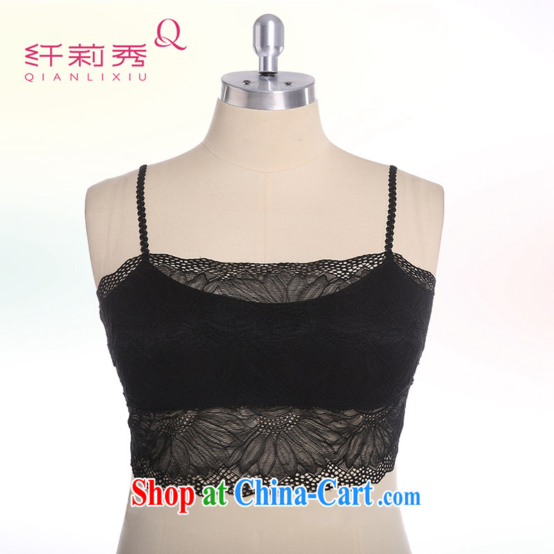 Slim LI Sau 2015 summer new, larger female lace shoulder straps and go wipe chest professional custom wrapped chest Q 5168 black 3 XL