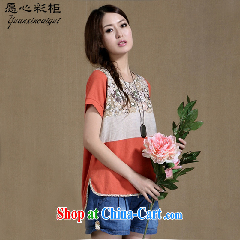 would like to heart Color cabinet 2015 summer New, and indeed increase, women mm thick streaks T pension thick sister does not rule the Commission cotton spell color T 桖 sjl orange XXXL, wishes to heart color cabinet, shopping on the Internet