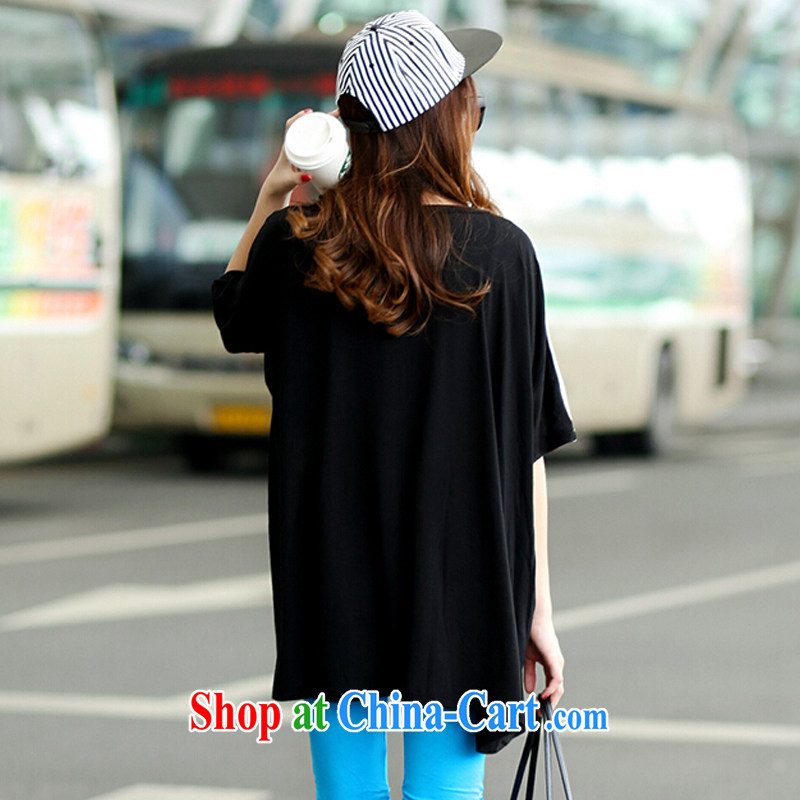 Card in accordance with our 2015 summer model real-time a Korean version of the greater code female fat lady with 200 Jack stitching round-collar short-sleeve T-shirt black and green are code, Card quality (kasuyi), shopping on the Internet