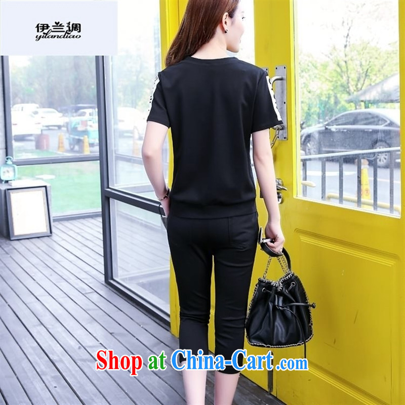 9 months female * 2015 summer new women's clothing stylish 100 ground short-sleeved T shirts 7 pants sport and leisure package 0222880858 black XL, moving, and shopping on the Internet