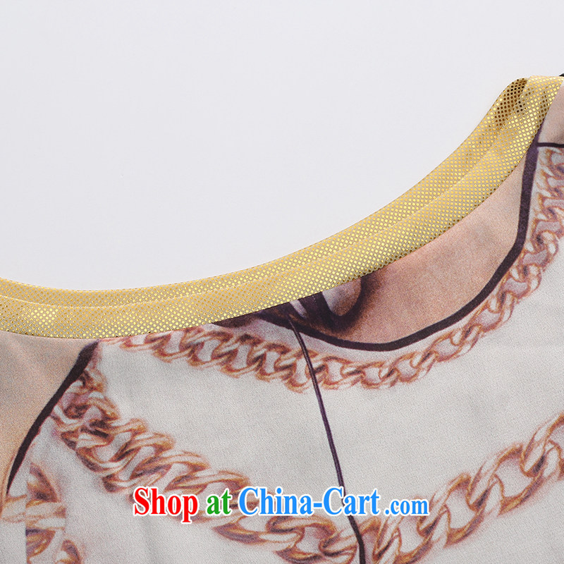 Former Yugoslavia, Mr Big, stylish mom with 2015 summer new thick mm fashion round collar stamp T-shirt 352362202 coffee-colored 4 XL, former Yugoslavia, Mak, and shopping on the Internet
