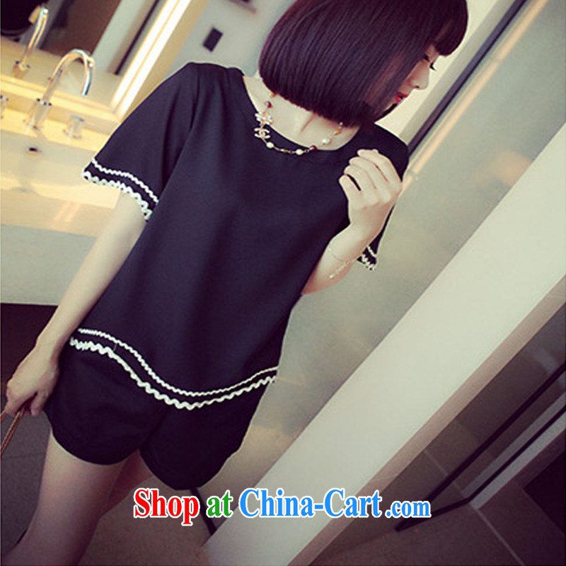 Yu's Sin City 2015 summer new Korean version on the MM code female short-sleeve shorts loose video thin T pension package female black two-piece 4 XL recommends that you 160 - 180 jack, Yu, for sin (yuerxianzi), shopping on the Internet