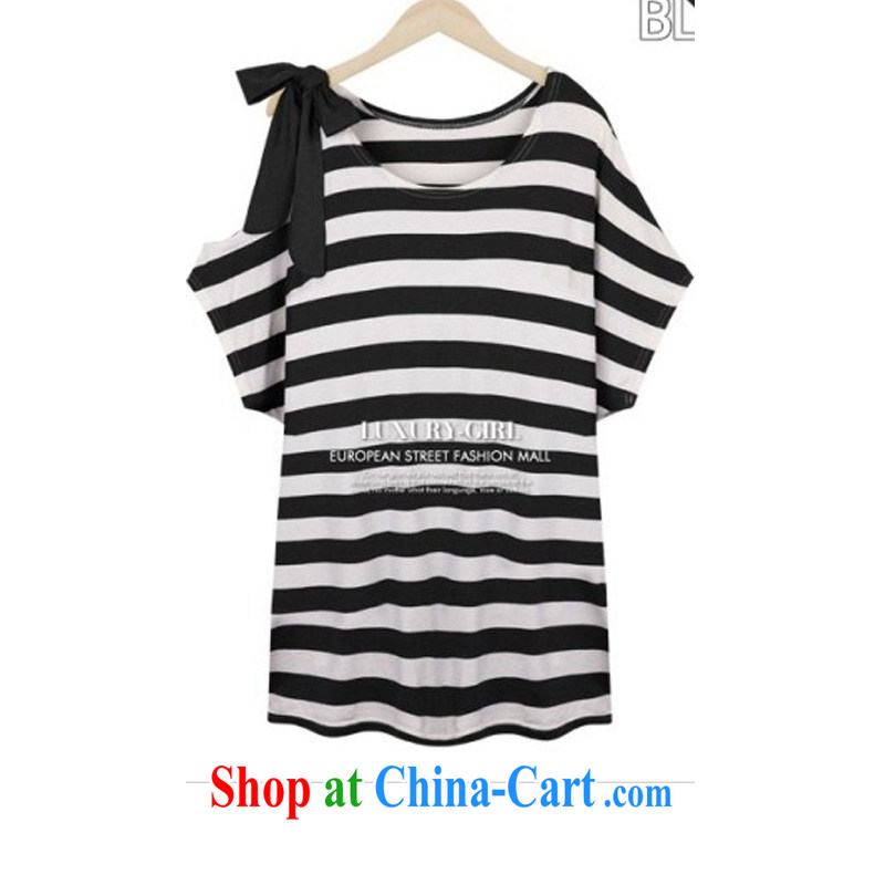 Yu's Sin City the XL girls thick mm summer graphics thin stripes short-sleeve 200 Jack thick sister spring T-shirt cotton T-shirt black streaks 3 XL recommends that you 145 - 165 jack, Yu's sin (yuerxianzi), online shopping