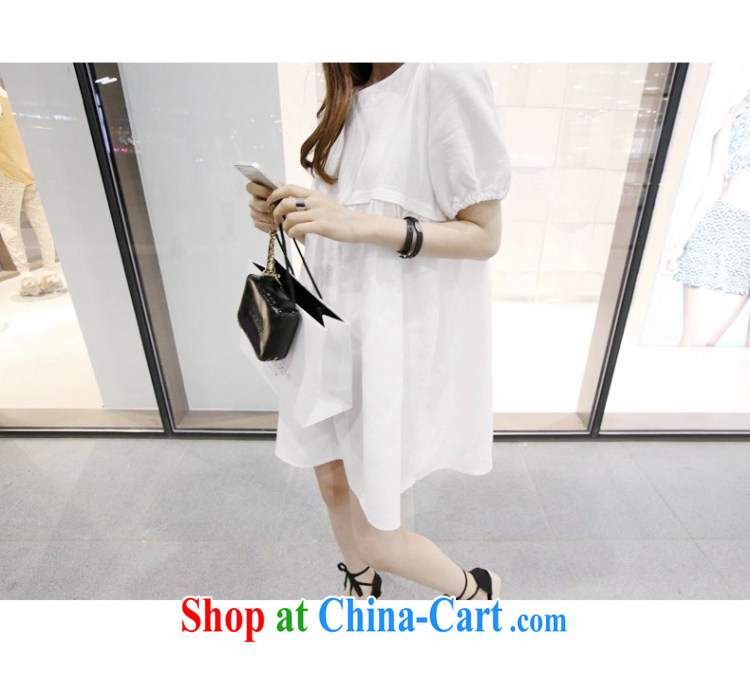 Yu's Sin City 2015 mm thick graphics thin summer Korean female loose the code linen short-sleeve solid cotton dress the dresses apricot XXXL pictures, price, brand platters! Elections are good character, the national distribution, so why buy now enjoy more preferential! Health