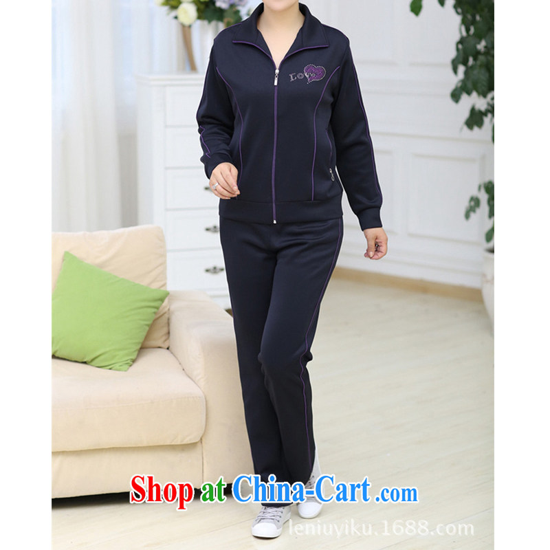 Middle-aged and older women wear summer wear a short-sleeved shirt T 2015 new middle-aged people Spring Summer jacket MOM loaded Sport Kits purple edge XXL