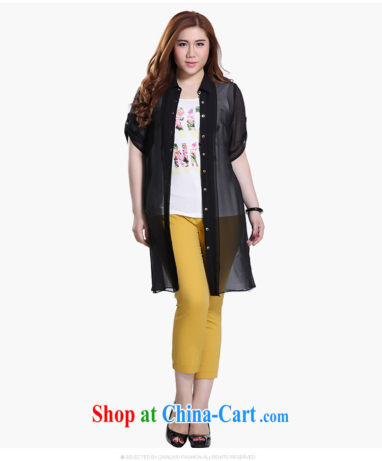 Slim Li-su 2015 summer new, larger female Solid Color leisure lapel arm cuff thin and long, long shirt jacket Q 8697 black 5 XL pictures, price, brand platters! Elections are good character, the national distribution, so why buy now enjoy more preferential! Health