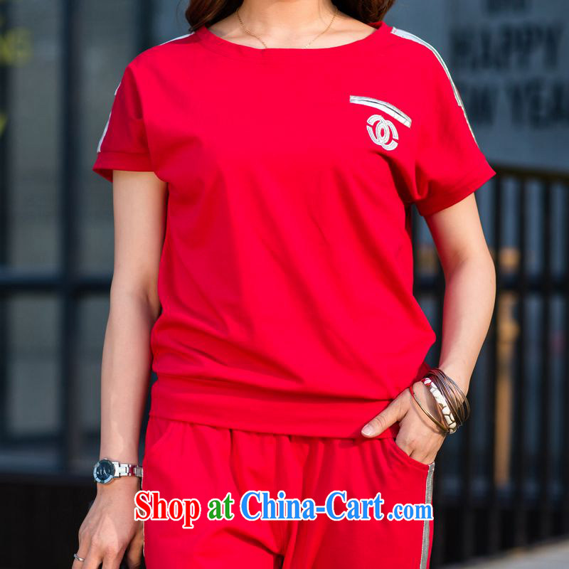 The Diane larger female summer mm thick 2015 new short-sleeved T-shirt, clothing and thick sister and stylish lounge suite uniforms red 4 XL recommendations 175 - 200 jack, the Doi (MIYaDai), online shopping