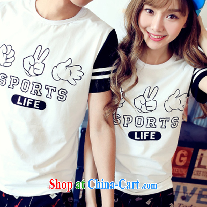 Couples with summer 2015 new Korean couples short-sleeve shirt T female college wind solid T-shirt T-shirt white XXXL, Nong Nooch followers (Toonababa), online shopping