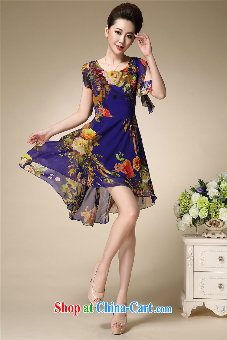 UYUK dress girls summer 2015 the Code women's clothing stylish stamp snow woven middle-aged ladies dress mother load Po blue XXXXL pictures, price, brand platters! Elections are good character, the national distribution, so why buy now enjoy more preferential! Health